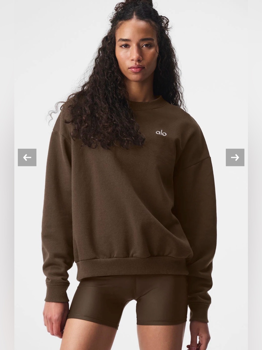 Alo Yoga Accolade Crewneck Sweatshirt in espresso- size XS - Picture 8 of 10